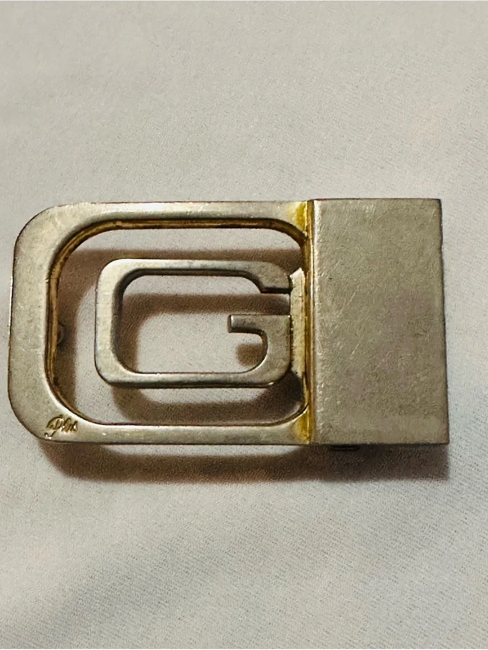 Gucci Silver and Gold Interlocking G Belt Buckle made in italy